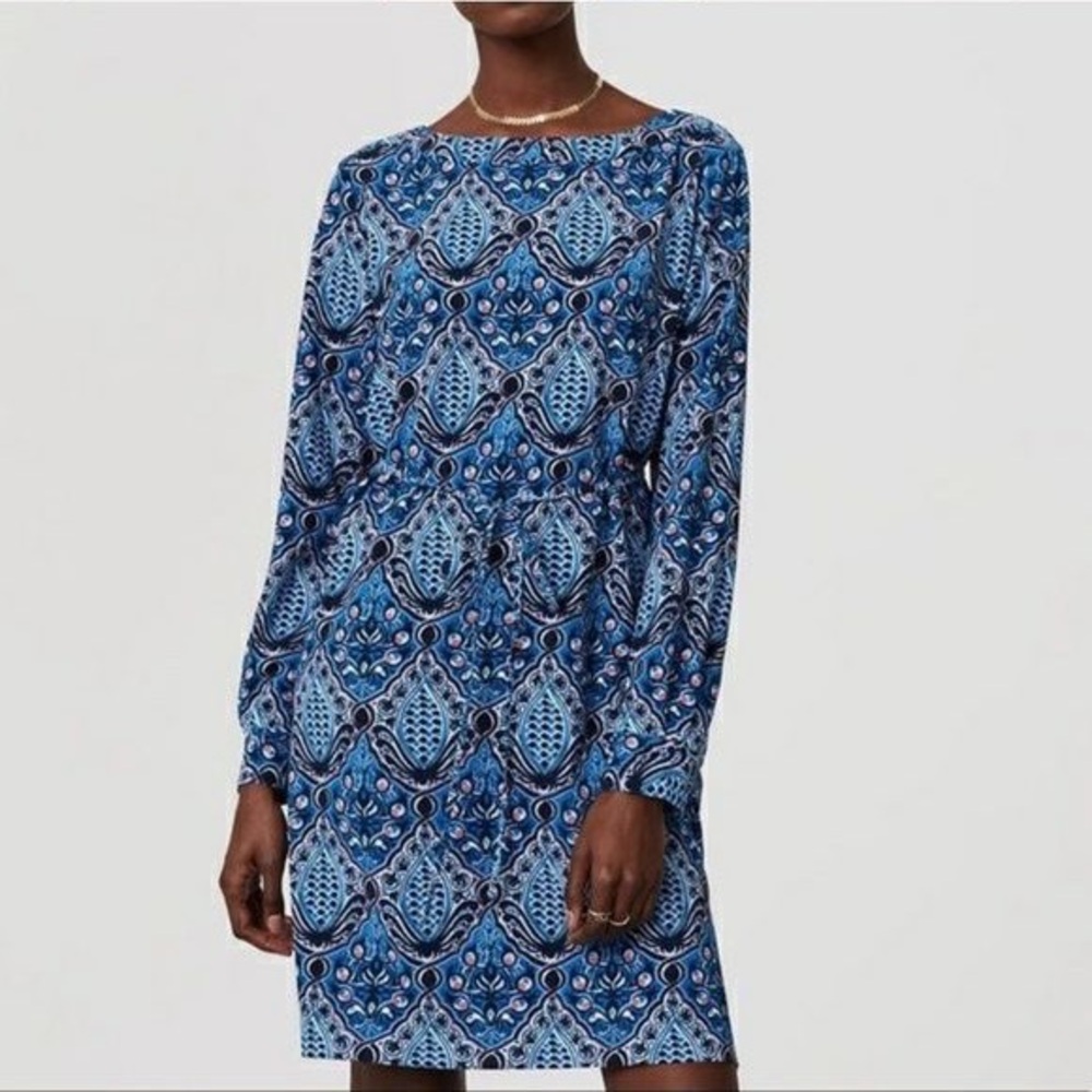 New Ann Taylor Loft blue print shift dress